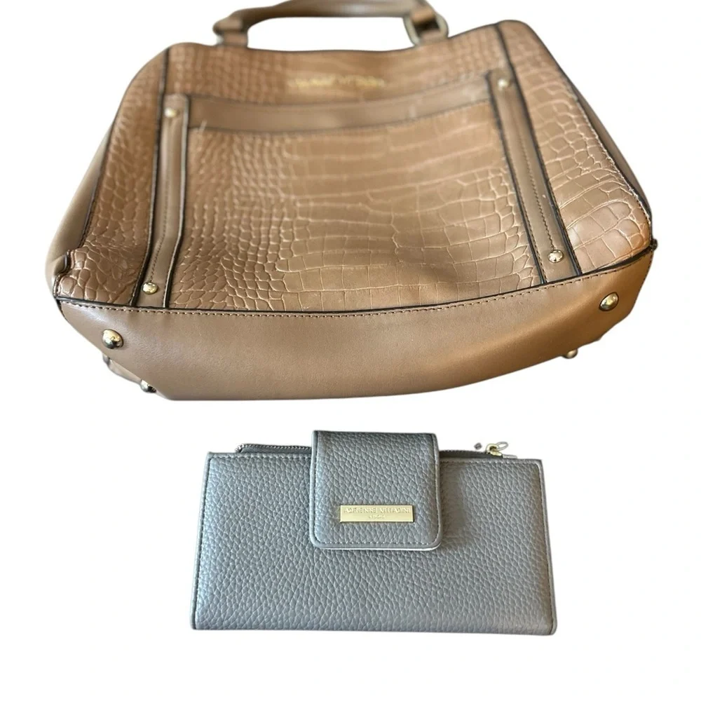 Adrienne Vittadini Women's‎ Brown Crocodile Embossed Shoulder Bag free of wallet